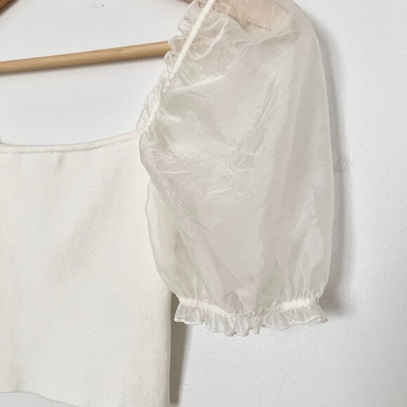 Wilfred Crop Top Sheer Puff Statement Sleeves Dollette Balletcore Fairy Lolita - Picture 7 of 14